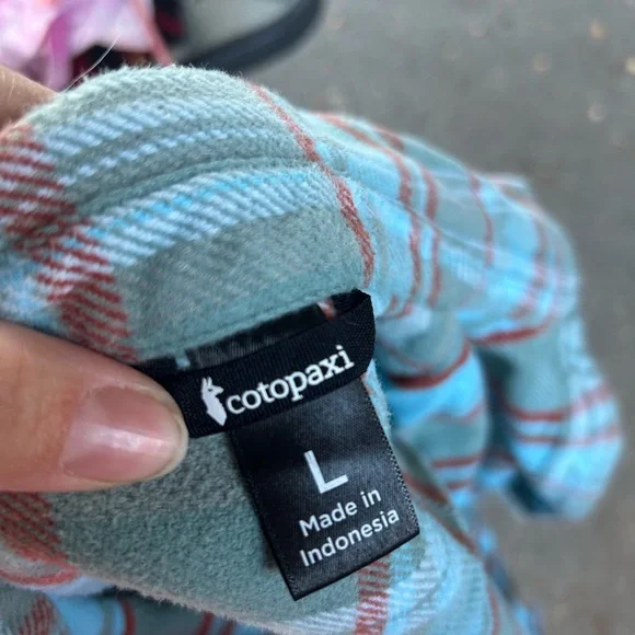 Cotopaxi Mero Bluegrass Plaid Flannel Button Down Shirt 100% organic Cotton Sz L - Picture 8 of 8